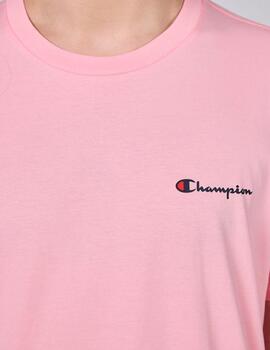 Camiseta Champion 'Script Logo' Rosa Claro