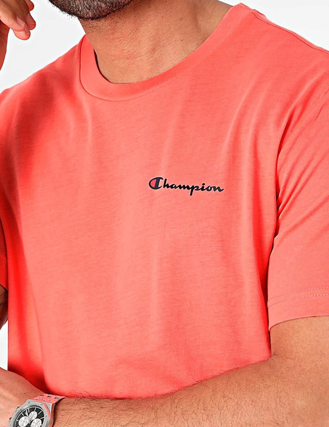Camiseta Champion 'Script Logo' Rosa Coral