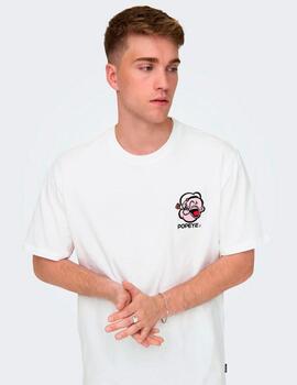 Camiseta Only & Sons 'Popeye Life' Blanco