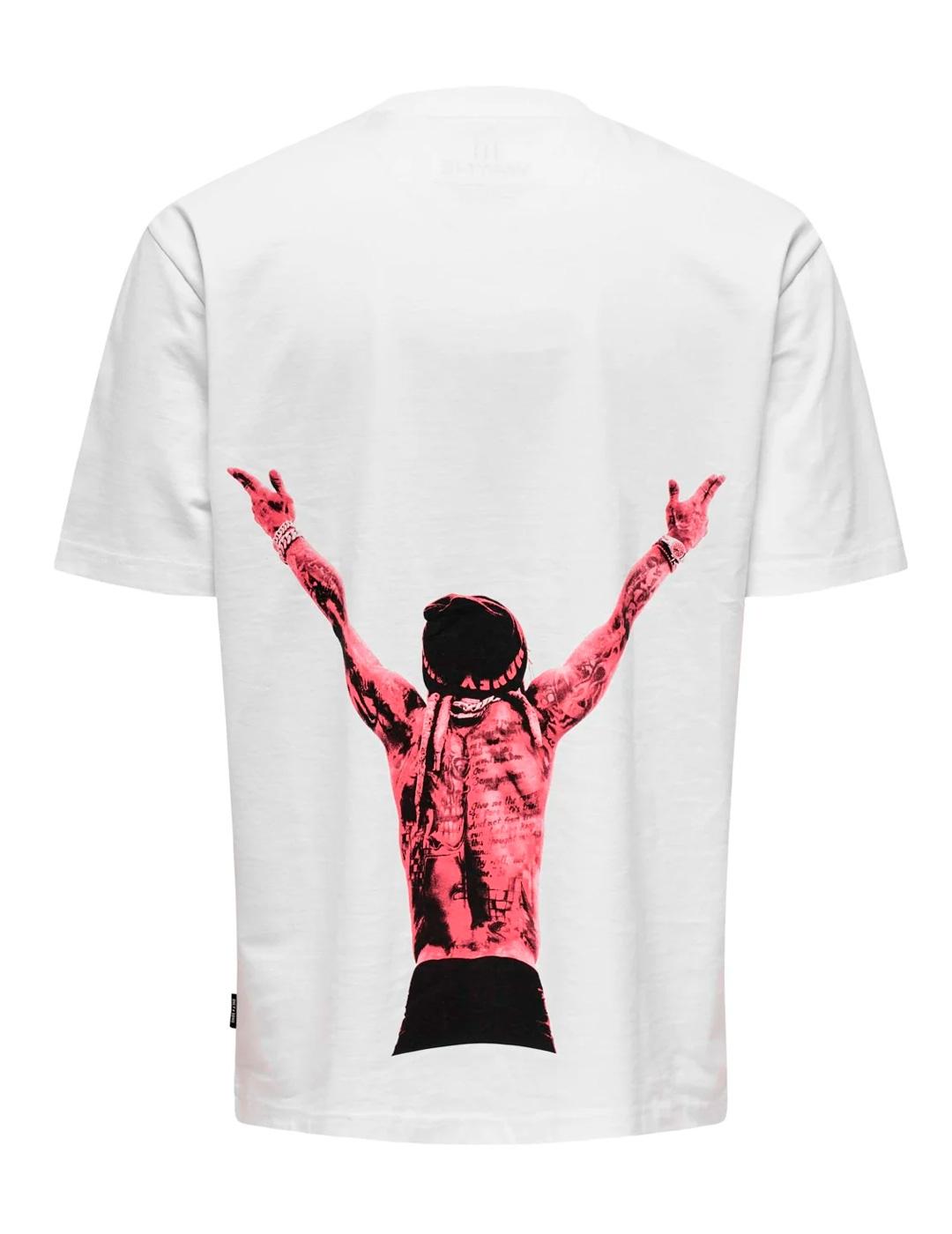 Camisetas Only & Sons 'Lil Wayne Life' Blanco