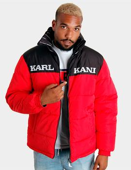 Cazadora Karl Kani Retro Reversible Rojo, Blanco y Negro