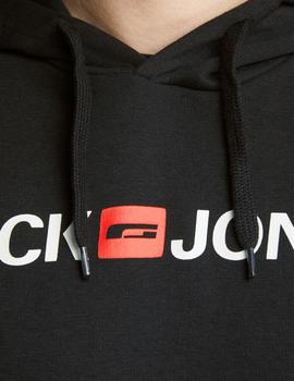 Sudadera Jack & Jones Logotipo Capucha Negro