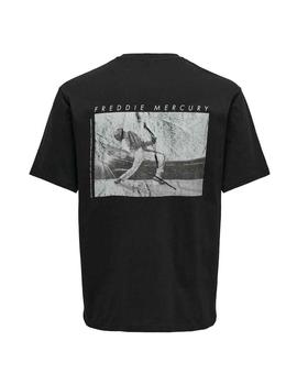 Camiseta Only & Sons Freddie Mercury Negro