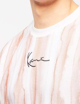 Camiseta Karl Kani Small Signature Tie Dye Stripe Beige