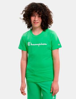 Camiseta Champion 'Logo Script' Junior Verde