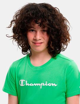 Camiseta Champion 'Logo Script' Junior Verde